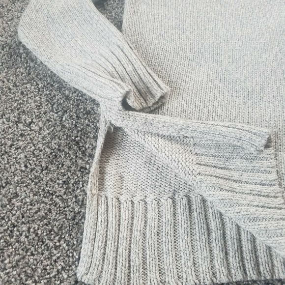 AYLA‎ Sweater Cut Out Shoulder Beige Marbled LARGE Francesca's - Picture 7 of 13